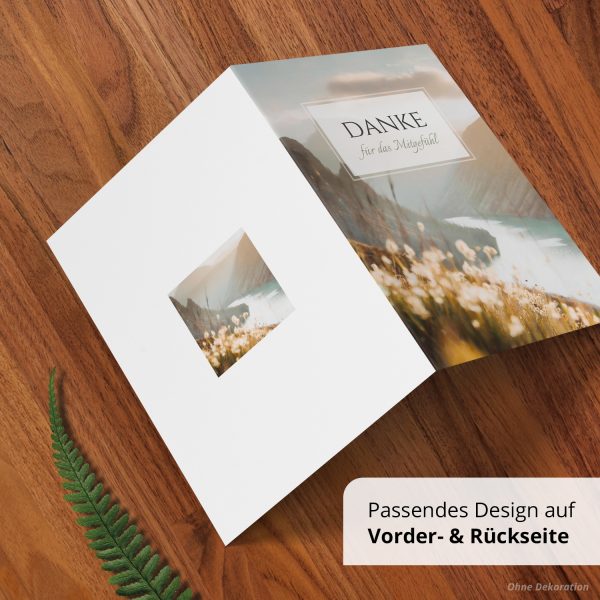 Danksagungskarten Trauer – 10 Stück mit Umschlägen – Motiv: Bergsee – Trauerkarten Danksagung mit Text – Dankeskarten Trauer nach Beerdigung – Bild 5