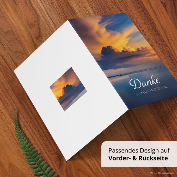 Danksagungskarten Trauer – 10 Stück mit Umschlägen – Motiv: Wolken im Himmel – Trauerkarten Danksagung mit Text – Dankeskarten Trauer nach Beerdigung – Bild 5