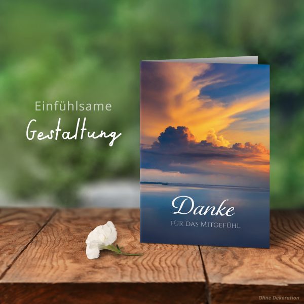 Danksagungskarten Trauer – 10 Stück mit Umschlägen – Motiv: Wolken im Himmel – Trauerkarten Danksagung mit Text – Dankeskarten Trauer nach Beerdigung – Bild 6