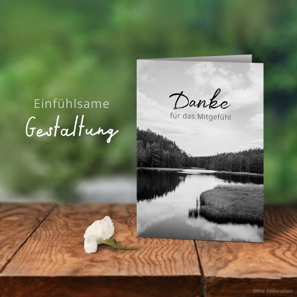 Danksagungskarten Trauer – 10 Stück mit Umschlägen – Motiv: See in schwarz weiss – Trauerkarten Danksagung mit Text – Dankeskarten Trauer Beerdigung – Bild 6
