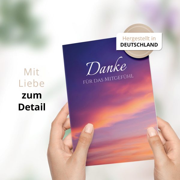 Danksagungskarten Trauer – 10 Stück mit Umschlägen – Motiv: Lila Wolken – Trauerkarten Danksagung mit Text – Dankeskarten Trauer nach Beerdigung – Bild 2
