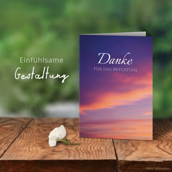 Danksagungskarten Trauer – 10 Stück mit Umschlägen – Motiv: Lila Wolken – Trauerkarten Danksagung mit Text – Dankeskarten Trauer nach Beerdigung – Bild 6