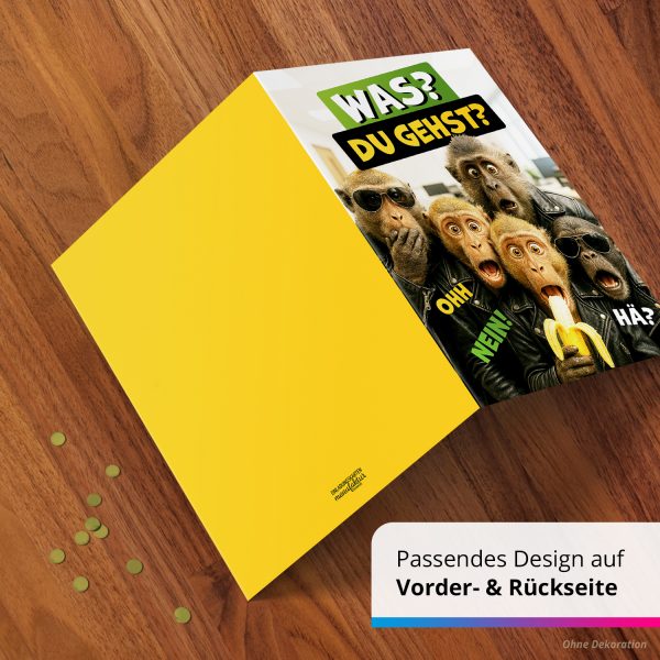 Abschiedskarte Kollege A4 extra große XXL mit Umschlag witzig Abschied letzter Arbeitstag Spruch Rente Pension Neuer Job Kündigung Affe – Bild 5