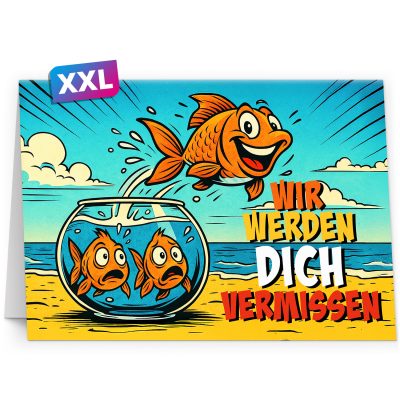Abschiedskarte Kollege A4 extra große XXL mit Umschlag witzig Abschied letzter Arbeitstag Spruch Rente Pension Neuer Job Kündigung Affe