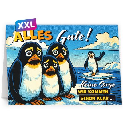 Abschiedskarte Kollege A4 extra große XXL mit Umschlag witzig Abschied letzter Arbeitstag Spruch Rente Pension Neuer Job Kündigung Pinguine Scholle