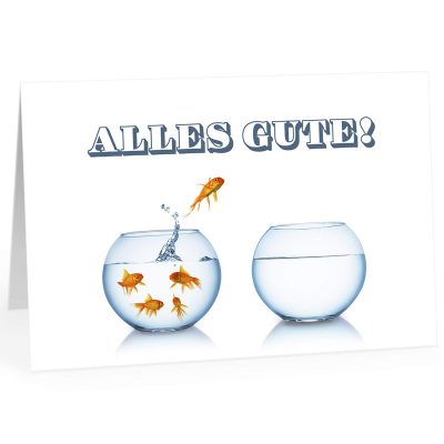 Große Abschiedskarte XXL (A4) Goldfische - Aquarium mit Umschlag / Edle Design Klappkarte / Rente / Pension / Ruhestand / Verabschiedung / Letzter Arbeitstag / Gruß-Karte für Kollegen