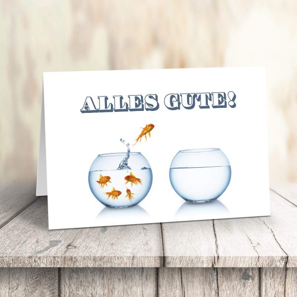 Große Abschiedskarte XXL (A4) Goldfische - Aquarium mit Umschlag / Edle Design Klappkarte / Rente / Pension / Ruhestand / Verabschiedung / Letzter Arbeitstag / Gruß-Karte für Kollegen – Bild 3