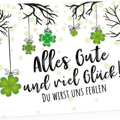 Große Abschiedskarte XXL (A4) Kleeblatt - DU wirst uns fehlen mit Umschlag / Edle Design Klappkarte / Rente / Pension / Ruhestand / Verabschiedung / Letzter Arbeitstag / Gruß-Karte für Kollegen