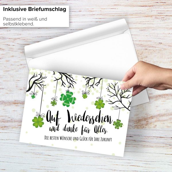 Große Abschiedskarte XXL (A4) Auf Wiedersehen - Förmlich mit Umschlag / Edle Design Klappkarte / Rente / Pension / Ruhestand / Verabschiedung / Letzter Arbeitstag / Gruß-Karte für Kollegen – Bild 2