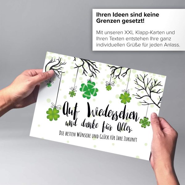 Große Abschiedskarte XXL (A4) Auf Wiedersehen - Förmlich mit Umschlag / Edle Design Klappkarte / Rente / Pension / Ruhestand / Verabschiedung / Letzter Arbeitstag / Gruß-Karte für Kollegen – Bild 4