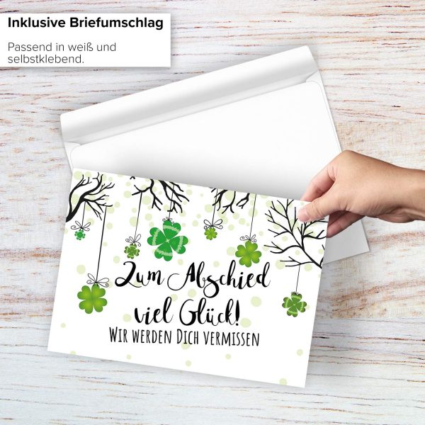 Große Abschiedskarte XXL (A4) Zum Abschied - Wir werden Dich vermissen mit Umschlag / Edle Design Klappkarte / Rente / Pension / Ruhestand / Verabschiedung / Letzter Arbeitstag / Gruß-Karte für Kollegen – Bild 2