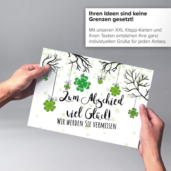 Große Abschiedskarte XXL (A4) Zum Abschied - Wir werden Sie vermissen mit Umschlag / Edle Design Klappkarte / Rente / Pension / Ruhestand / Verabschiedung / Letzter Arbeitstag / Gruß-Karte für Kollegen – Bild 4