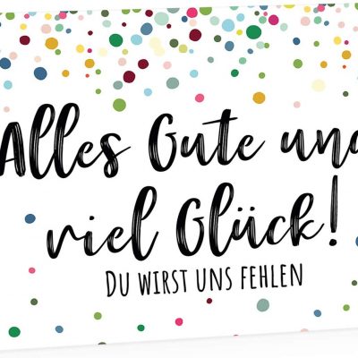 Große Abschiedskarte XXL (A4) Konfetti bunt - Du wirst uns fehlen mit Umschlag / Edle Design Klappkarte / Rente / Pension / Ruhestand / Verabschiedung / Letzter Arbeitstag / Gruß-Karte für Kollegen