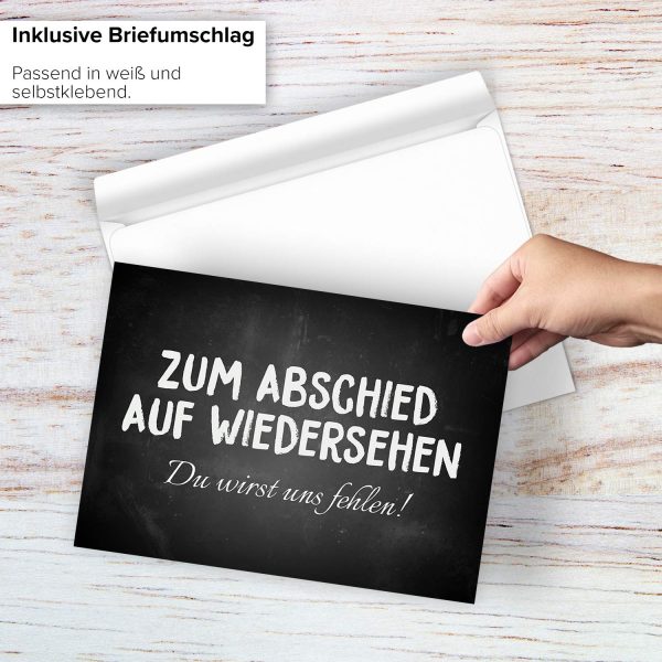 Große Abschiedskarte XXL (A4) Zum Abschied Auf Wiedersehen - Persönlich mit Umschlag / Edle Design Klappkarte / Rente / Pension / Ruhestand / Verabschiedung / Letzter Arbeitstag / Gruß-Karte für Kollegen – Bild 2