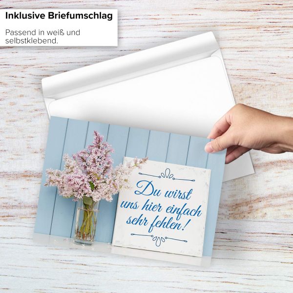 Große Abschiedskarte XXL (A4) Du wirst uns hier einfach sehr fehlen mit Umschlag / Edle Design Klappkarte / Rente / Pension / Ruhestand / Verabschiedung / Letzter Arbeitstag / Gruß-Karte für Kollegen – Bild 2