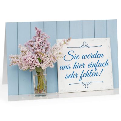 Große Abschiedskarte XXL (A4) Sie werden uns hier einfach sehr fehlen mit Umschlag / Edle Design Klappkarte / Rente / Pension / Ruhestand / Verabschiedung / Letzter Arbeitstag / Gruß-Karte für Kollegen