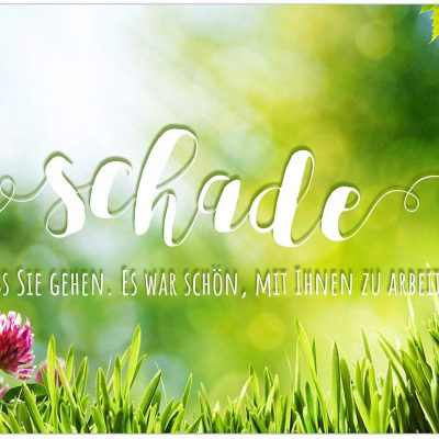 Große Abschiedskarte XXL (A4) schade - Blumenwiese - Förmlich mit Umschlag / Edle Design Klappkarte / Rente / Pension / Ruhestand / Verabschiedung / Letzter Arbeitstag / Gruß-Karte für Kollegen