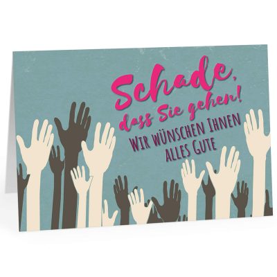 Große Abschiedskarte XXL (A4) Schade, dass Sie gehen - Hände mit Umschlag / Edle Design Klappkarte / Rente / Pension / Ruhestand / Verabschiedung / Letzter Arbeitstag / Gruß-Karte für Kollegen
