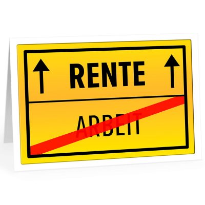 Große Abschiedskarte XXL (A4) Verkehrsschild RENTE mit Umschlag / Edle Design Klappkarte / Pension / Ruhestand / Verabschiedung / Letzter Arbeitstag / Gruß-Karte für Kollegen