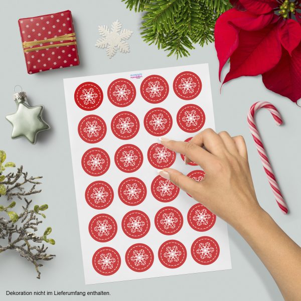 48 Weihnachtsaufkleber Schneeflocke - für Geschenke zu Weihnachten / Sticker / Aufkleber / Etiketten / Geschenkaufkleber rund / Set – Bild 2