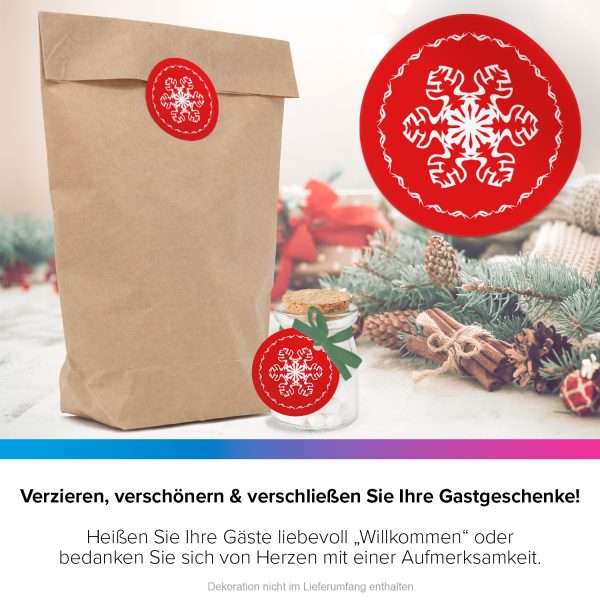 48 Weihnachtsaufkleber Schneeflocke - für Geschenke zu Weihnachten / Sticker / Aufkleber / Etiketten / Geschenkaufkleber rund / Set – Bild 4