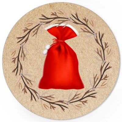 48 Weihnachtsaufkleber Weihnachtssack - für Geschenke zu Weihnachten / Sticker / Aufkleber / Etiketten / Geschenkaufkleber rund / Set