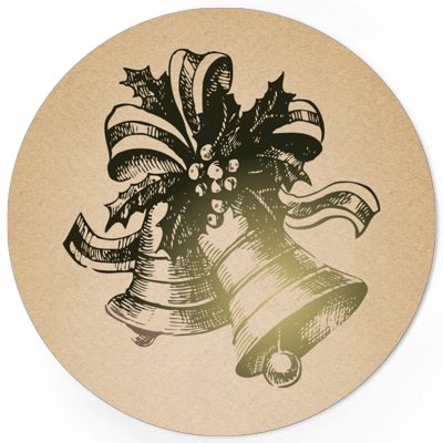 48 Weihnachtsaufkleber Weihnachtsglocken Vintage - für Geschenke zu Weihnachten / Sticker / Aufkleber / Etiketten / Geschenkaufkleber rund / Set