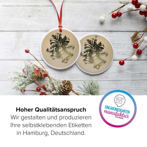 48 Weihnachtsaufkleber Weihnachtsglocken Vintage - für Geschenke zu Weihnachten / Sticker / Aufkleber / Etiketten / Geschenkaufkleber rund / Set – Bild 3