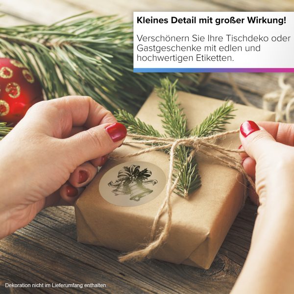 48 Weihnachtsaufkleber Weihnachtsglocken Vintage - für Geschenke zu Weihnachten / Sticker / Aufkleber / Etiketten / Geschenkaufkleber rund / Set – Bild 5