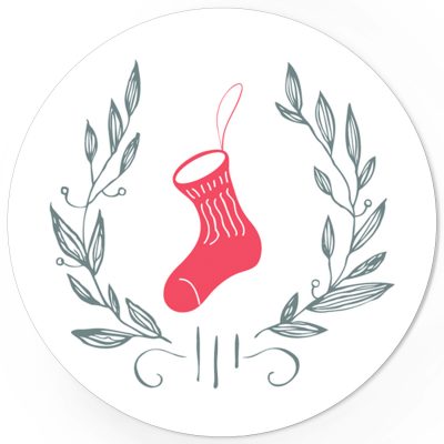 48 Weihnachtsaufkleber Weihnachtssocke - für Geschenke zu Weihnachten / Sticker / Aufkleber / Etiketten / Geschenkaufkleber rund / Set