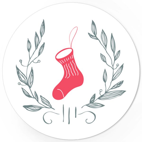 48 Weihnachtsaufkleber Weihnachtssocke - für Geschenke zu Weihnachten / Sticker / Aufkleber / Etiketten / Geschenkaufkleber rund / Set