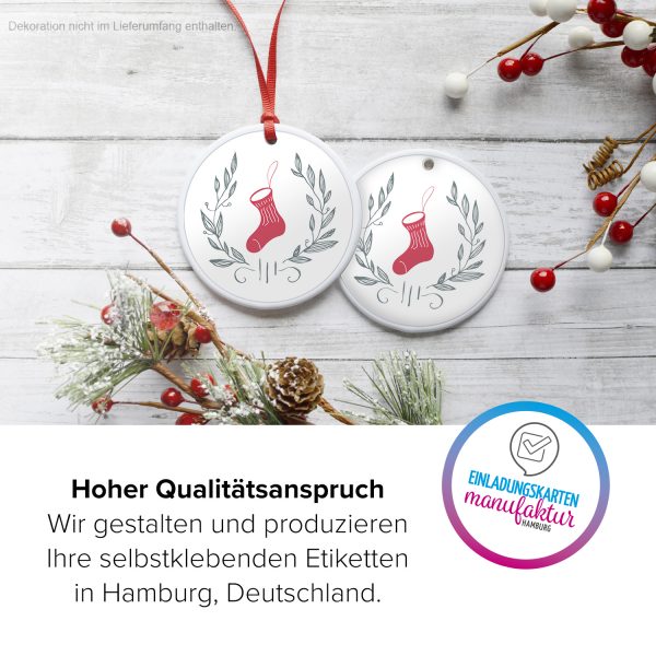 48 Weihnachtsaufkleber Weihnachtssocke - für Geschenke zu Weihnachten / Sticker / Aufkleber / Etiketten / Geschenkaufkleber rund / Set – Bild 3