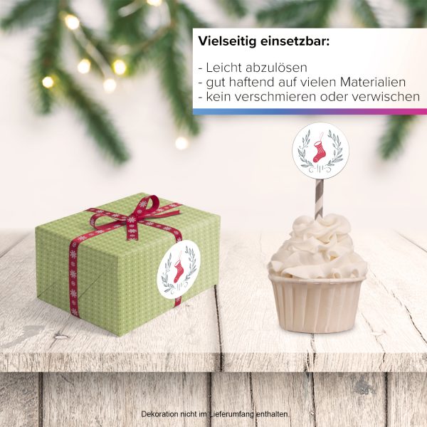48 Weihnachtsaufkleber Weihnachtssocke - für Geschenke zu Weihnachten / Sticker / Aufkleber / Etiketten / Geschenkaufkleber rund / Set – Bild 6