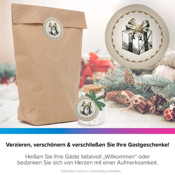 48 Weihnachtsaufkleber Weihnachtsgeschenk Vintage - für Geschenke zu Weihnachten / Sticker / Aufkleber / Etiketten / Geschenkaufkleber rund / Set – Bild 4