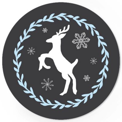 48 Weihnachtsaufkleber Rentier mit Kranz - für Geschenke zu Weihnachten / Sticker / Aufkleber / Etiketten / Geschenkaufkleber rund / Set