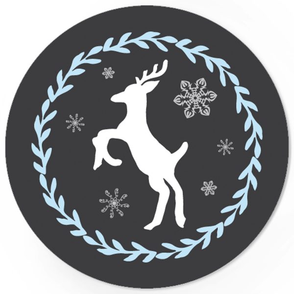 48 Weihnachtsaufkleber Rentier mit Kranz - für Geschenke zu Weihnachten / Sticker / Aufkleber / Etiketten / Geschenkaufkleber rund / Set