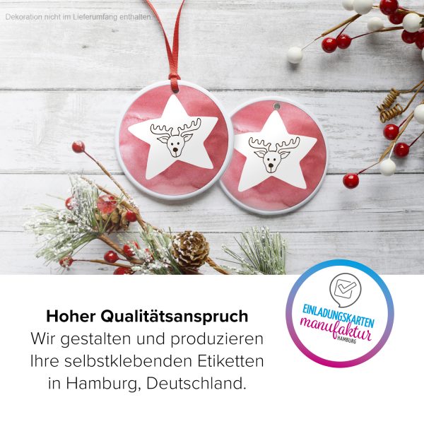 48 Weihnachtsaufkleber Rentier mit Stern - für Geschenke zu Weihnachten / Sticker / Aufkleber / Etiketten / Geschenkaufkleber rund / Set – Bild 3
