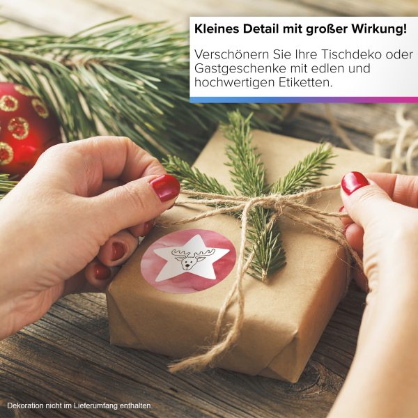 48 Weihnachtsaufkleber Rentier mit Stern - für Geschenke zu Weihnachten / Sticker / Aufkleber / Etiketten / Geschenkaufkleber rund / Set – Bild 5