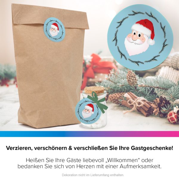 48 Weihnachtsaufkleber Weihnachtsmann - für Geschenke zu Weihnachten / Sticker / Aufkleber / Etiketten / Geschenkaufkleber rund / Set – Bild 4
