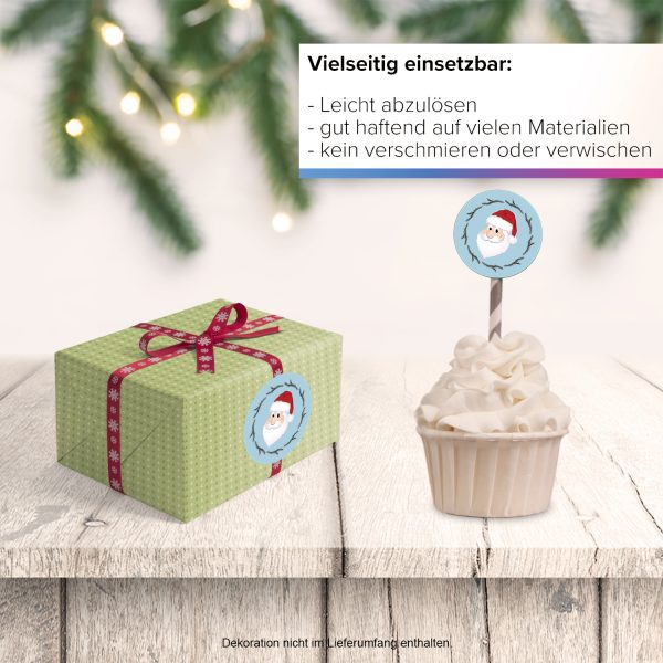 48 Weihnachtsaufkleber Weihnachtsmann - für Geschenke zu Weihnachten / Sticker / Aufkleber / Etiketten / Geschenkaufkleber rund / Set – Bild 6