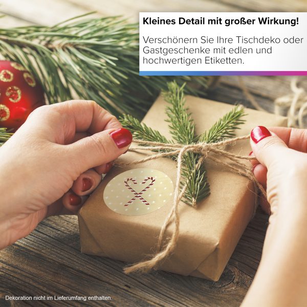 48 Weihnachtsaufkleber Zuckerstangen - für Geschenke zu Weihnachten / Sticker / Aufkleber / Etiketten / Geschenkaufkleber rund / Set – Bild 5