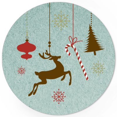 48 Weihnachtsaufkleber Weihnachtsdekoration Rentier und Zuckerstange - für Geschenke zu Weihnachten / Sticker / Aufkleber / Etiketten / Geschenkaufkleber rund / Set
