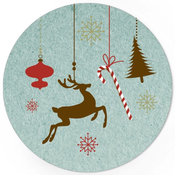 48 Weihnachtsaufkleber Weihnachtsdekoration Rentier und Zuckerstange - für Geschenke zu Weihnachten / Sticker / Aufkleber / Etiketten / Geschenkaufkleber rund / Set