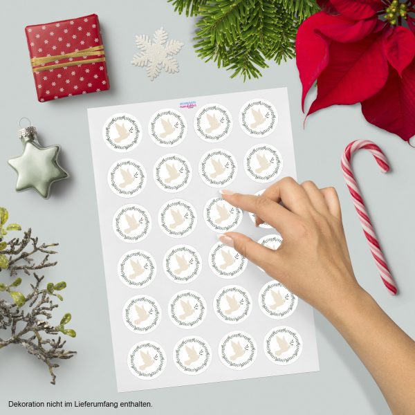 48 Weihnachtsaufkleber Taube - für Geschenke zu Weihnachten / Sticker / Aufkleber / Etiketten / Geschenkaufkleber rund / Set – Bild 2