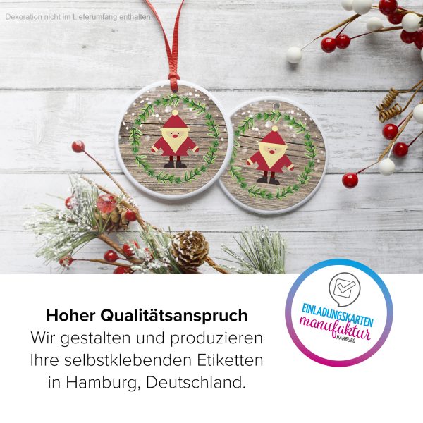 48 Weihnachtsaufkleber Weihnachtsmann mit Holzhintergrund - für Geschenke zu Weihnachten / Sticker / Aufkleber / Etiketten / Geschenkaufkleber rund / Set – Bild 3