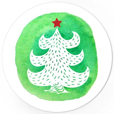 48 Weihnachtsaufkleber Tannenbaum - für Geschenke zu Weihnachten / Sticker / Aufkleber / Etiketten / Geschenkaufkleber rund / Set