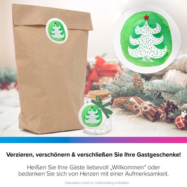 48 Weihnachtsaufkleber Tannenbaum - für Geschenke zu Weihnachten / Sticker / Aufkleber / Etiketten / Geschenkaufkleber rund / Set – Bild 4