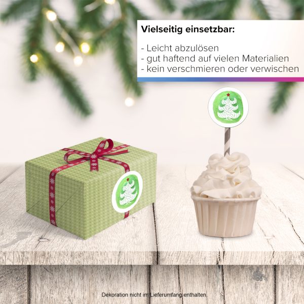 48 Weihnachtsaufkleber Tannenbaum - für Geschenke zu Weihnachten / Sticker / Aufkleber / Etiketten / Geschenkaufkleber rund / Set – Bild 6