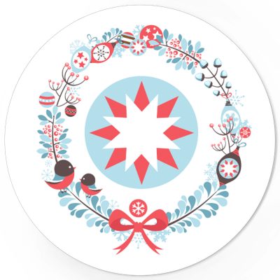 48 Weihnachtsaufkleber Vögel und Weihnachtskugeln - für Geschenke zu Weihnachten / Sticker / Aufkleber / Etiketten / Geschenkaufkleber rund / Set