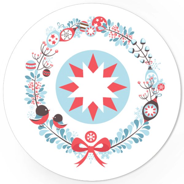 48 Weihnachtsaufkleber Vögel und Weihnachtskugeln - für Geschenke zu Weihnachten / Sticker / Aufkleber / Etiketten / Geschenkaufkleber rund / Set